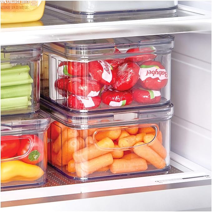 iDesign Stackable Fridge Organizer Bins with Lids - Clear | for Fresh Produce - Image 6