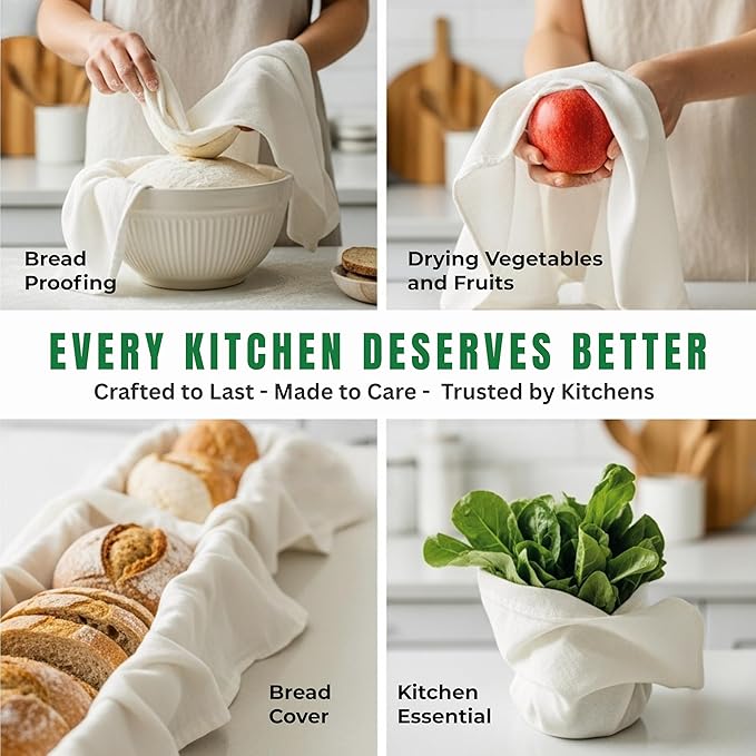Flour Sack Towels | Tea Towel for Crafts| Kitchen Dish Cotton Blank Towel for Embroidery| Baking Bread Proofing Linen Cover| Thick Absorbent Quick Dry| 50 Pack 15"x 25" Natural - Image 6