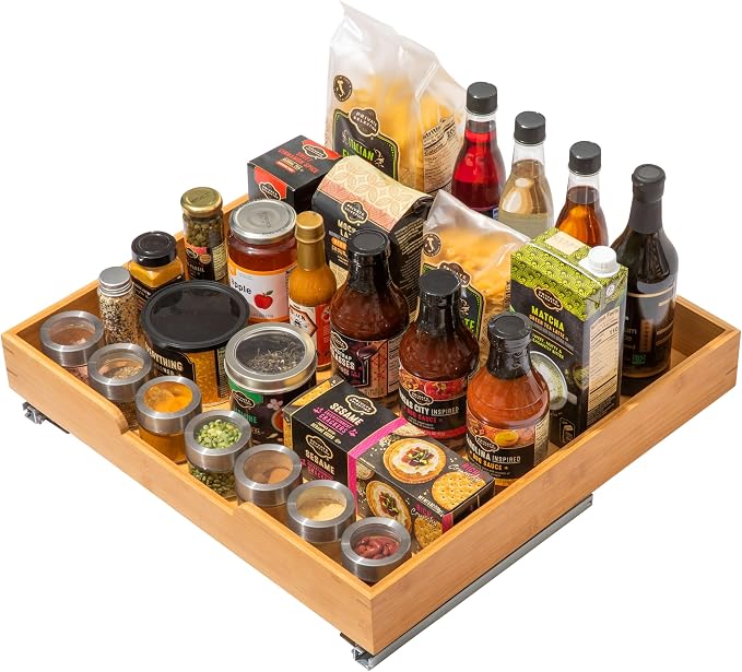 HOLDN’ STORAGE Bamboo Wooden Pull Out Cabinet Organizer 24"W x 21"D | Bamboo Tray and Heavy Gauge Metal Rails, W/Lifetime Limited Warranty, Fits 25.25"W x 21"D Cabinets - Image 9