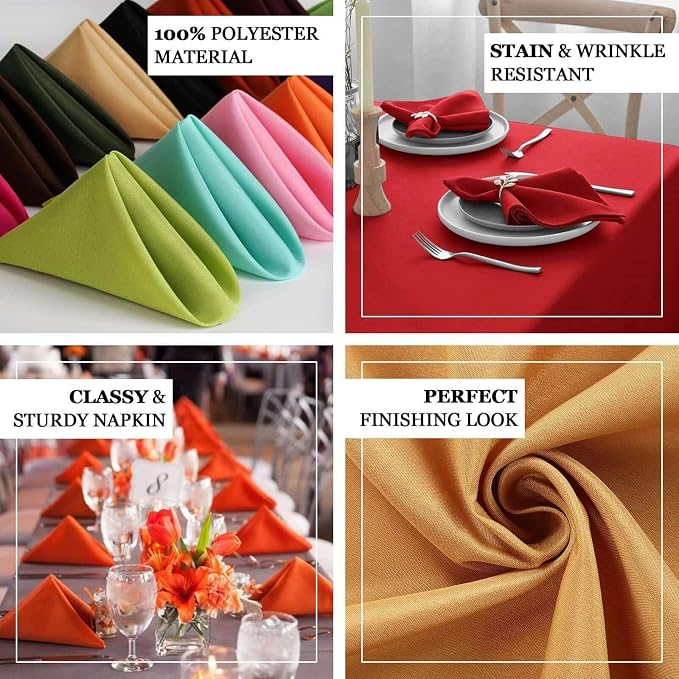 Efavormart Premium Cloth Napkins Set of 100, 17x17 Inch Eucalyptus Dusty Sage Seamless Dinner Napkins, Washable Linen Table Napkin Cloth with Hemmed Edges for Weddings, Party and Banquet - Image 4