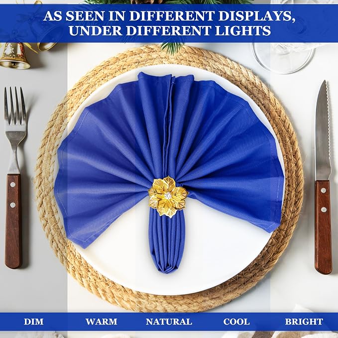 SuperO Set of 120 Cloth Napkins 17 x 17 Inch, Polyester Solid Washable Dinner Napkins with Hemmed Edges,Great for Restaurant, Wedding and Party(Royal Blue) - Image 6