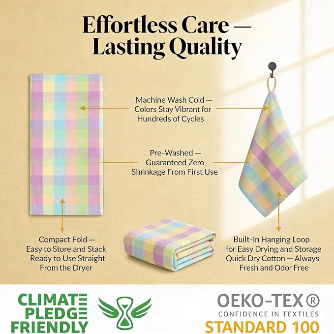 Urban Villa Kitchen Towels Cotton Dish Towels 20”x30” (Set of 6) Easter - Image 6