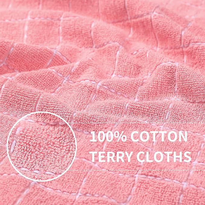 Kitinjoy 100% Cotton Terry Kitchen Dish Cloths, 12”x 12”, 8-Pack, Pink | Ultra Soft and Absorbent Dish Towels for Kitchen, Suitable for Drying and Washing Dishes - Image 2