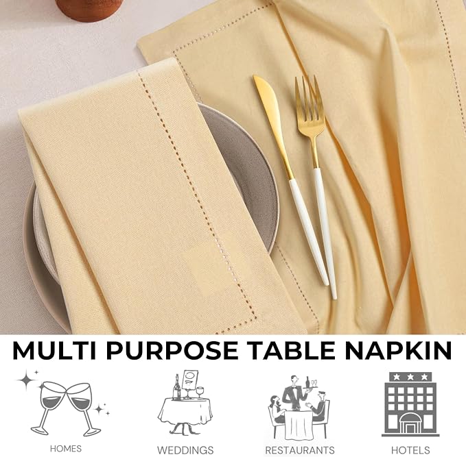 Bedding Craft Cotton Dinner Cloth Napkins Set of 12 – 18x18 Apricot Gelato Hemstitched – Machine Washable Fabric Napkins for Weddings, Baby Showers, Gifting & Parties - Image 7