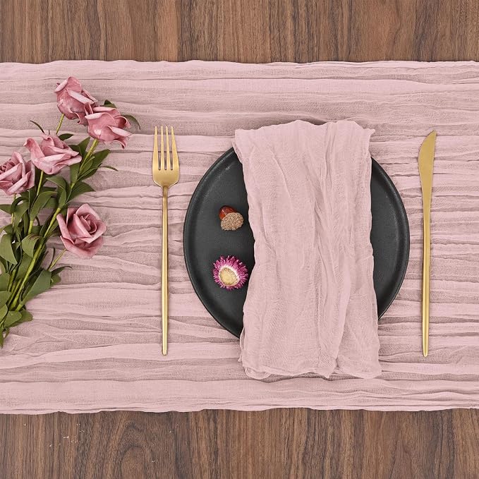 fani 100 Pack Gauze Cheesecloth Napkins, 20 x 20 in, Dusty Pink | Wrinkled Table Napkins, Soft Cotton, Rustic Decorative, Weddings, Party, Dinner Table, Everyday Use - Image 5