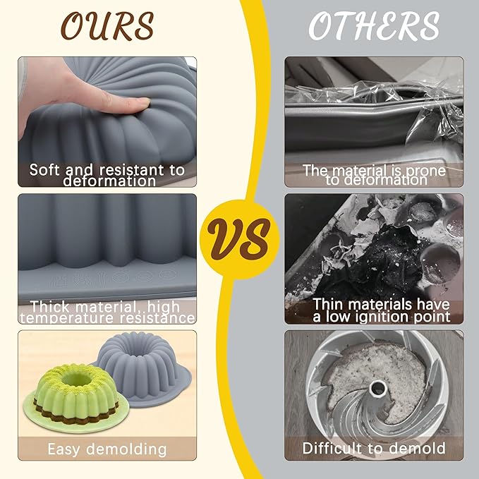 69 Pieces Silicone Baking Set, Non-Stick Bakeware Set with Cake Pans, Muffin Cups, Food Grade Silicone Baking Molds for Cakes, Bread, Muffins, Brownies, Light Grey - Image 5