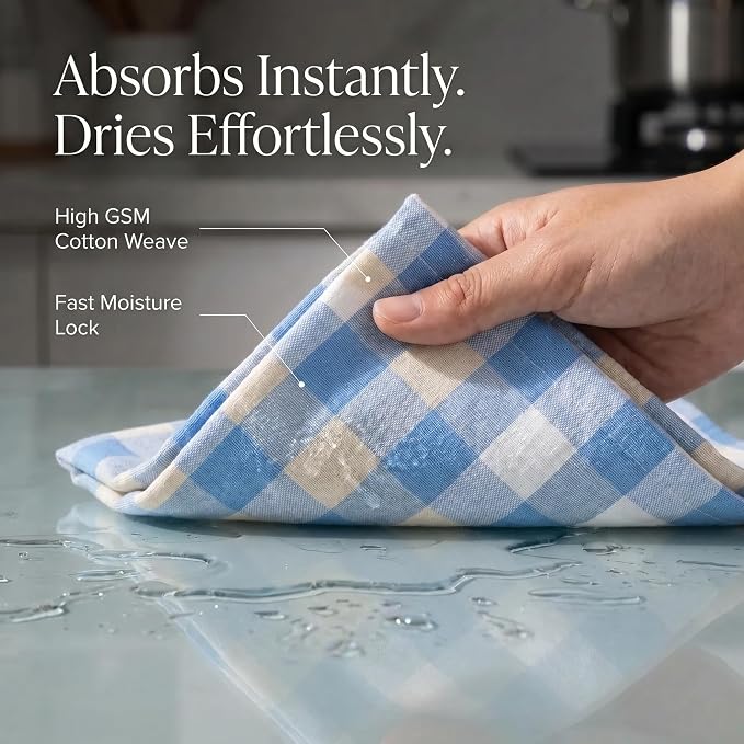 Urban Villa Kitchen Towels Cotton Dish Towels 20”x30” (Set of 6) Bluesand - Image 2