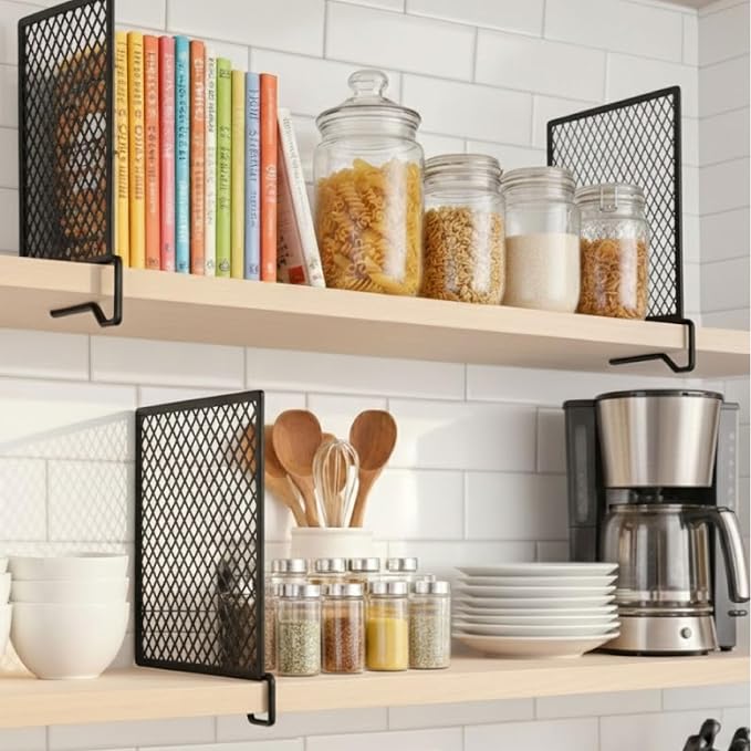 Nexu 6-Pack Metal Mesh Shelf Dividers for Closet Organization, Ultra-Stable Under-Shelf Hook Closet Dividers, Heavy Duty Purse, Handbag & Bag Organizer for Shelving, Clothes, Bedroom, Black - Image 2