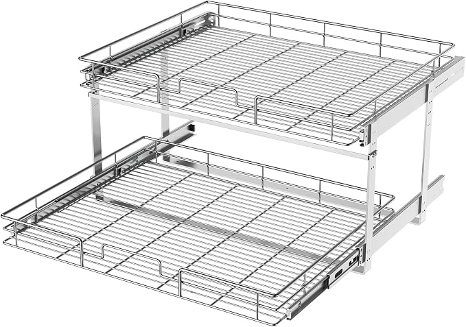 LOVMOR 2 Tier 28½"W x 21½"D, Individual Pull Organizer Kitchen Cabinet Storage Sliding Shelves by LOVMOR