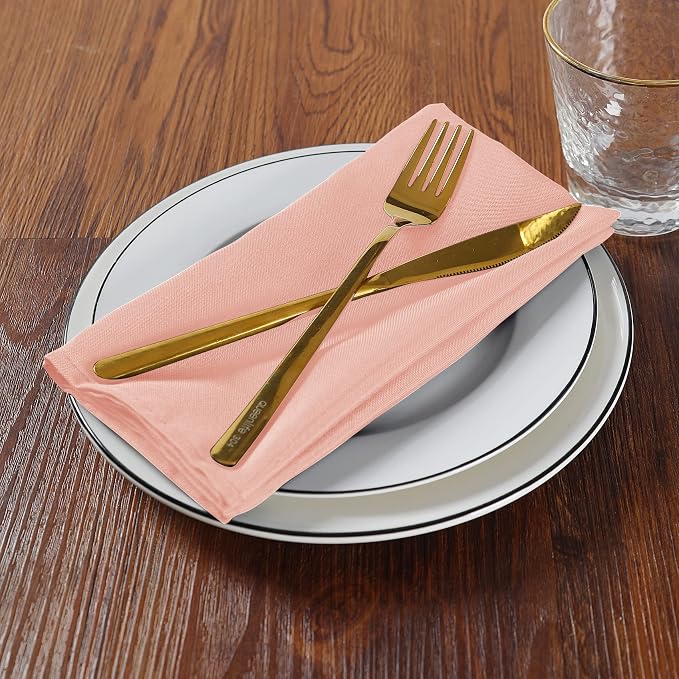 Cloth Napkins 20x20 inch Washable Polyester Dinner Napkins Soft Table Napkins for Wedding Party Dining Banquet(Dusty Pink,25PCS) - Image 4