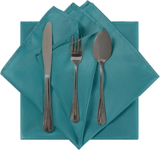 Cloth Napkins 20x20 inch Washable Polyester Dinner Napkins Soft Table Napkins for Wedding Party Dining Banquet(Teal,25PCS) - Image 4