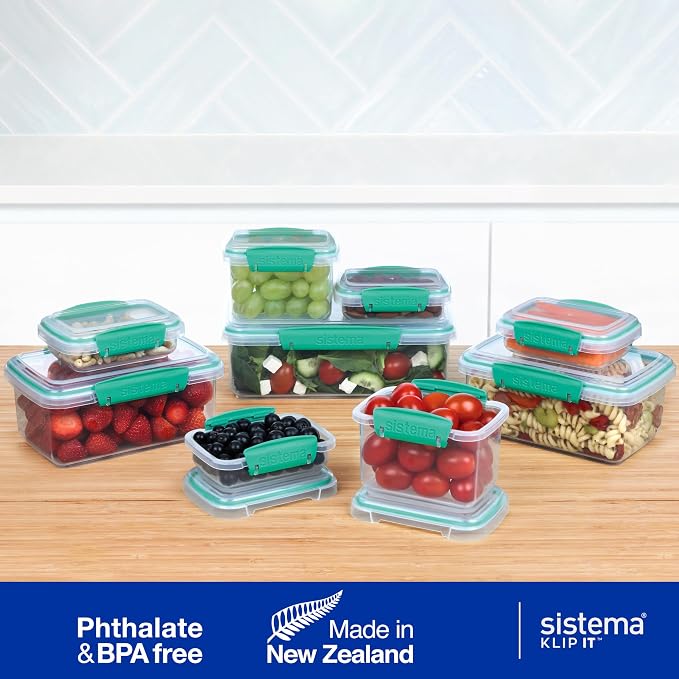 Sistema KLIP IT Storage Containers, Airtight and Stackable Food Storage Containers with Lids, Lunch Boxes and Snack Boxes, BPA-Free, 18 Pieces (9 Cans and Lids) - Image 7