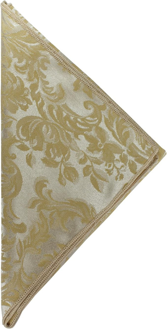 17x17-Inch Damask Cloth Napkins, Champagne, Set of 60 | Bulk Case of 5 Dozen, Miranda Jacquard, Square, 50% Cotton / 50% Polyester Fabric, Woven Damask Pattern, Soft Hand, Gold by UltimateTextile