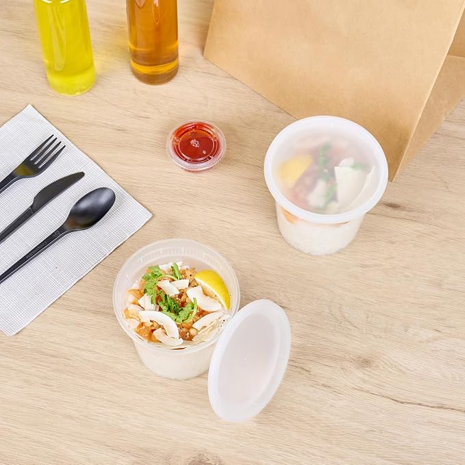 Restaurantware-Asporto 24 Ounce To Go Boxes, 25 Microwavable Round Soup Containers - Clear Plastic Lids Included, Do Not Contain BPA, Clear Plastic Catering Food Containers, Disposable - Image 6