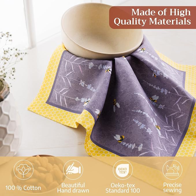 Maison d' Hermine Cloth Napkins Set of 4 Reusable 100% Cotton (18" x 18") | Everyday Square Napkins Cloth Washable Dinner Party Wedding Restaurant Hotel Kitchen Spring Summer - Bees Are Buzzing - Image 3