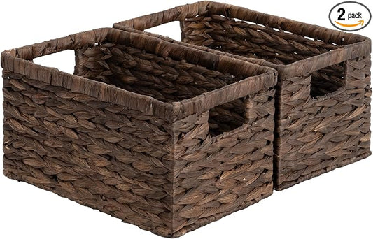 StorageWorks Storage Baskets for Organizing,Hyacinth Storage Baskets,2-Pack | Water Hyacinth Baskets for Shelves, Decorative Baskets for Home Decor, Decorative Baskets for Shelves, Woven Baskets by StorageWorks