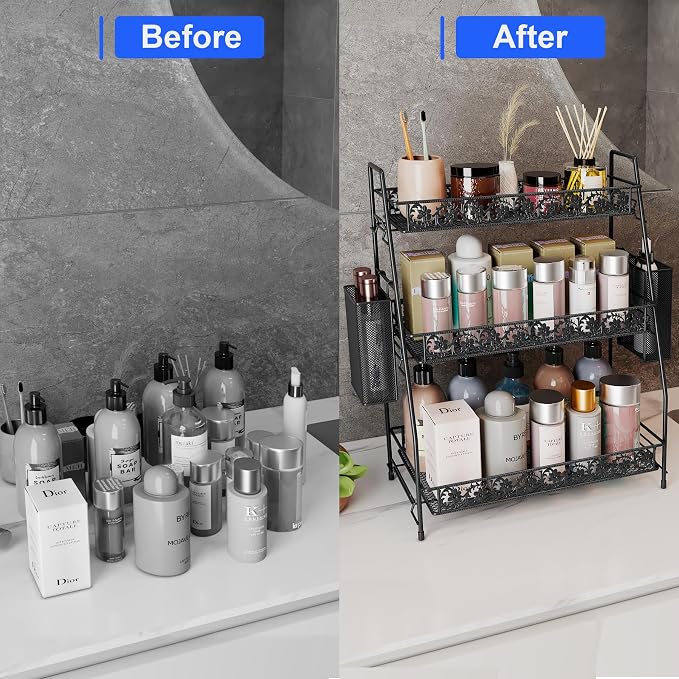 3 Tier Shelf Storage Rack Organizer for Countertop Spice Racks | Organizer for Spice Racks Snacks in Kitchen/Sink/Bedroom/Living room/Office/Plant Full Metal - Image 5