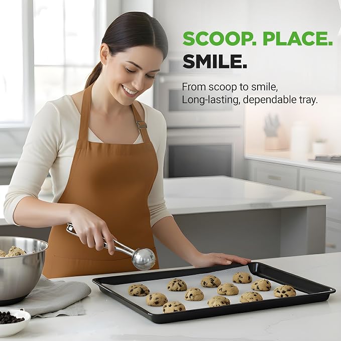 NutriChef Nonstick XL Cookie Sheet Baking Pan - Extra Large 22 Inch x 16 Inch with Raised Edges, Thick Carbon Steel Oven Baking Sheet for Jelly Rolls, Cookies, Cakes, & Pastries - Black - Image 4