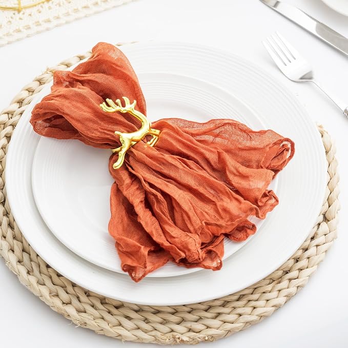 60 Pack Orange Cheesecloth Napkins 21x21 Inches Orange Cloth Napkins Set of 60 Washable Dinner Table Napkins for Wedding Bridal Baby Shower Rustic Boho Cotton Gauze Family Party Table Decor - Image 2