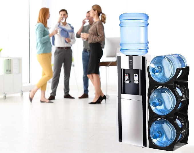 Stackable Water Bottle Storage Rack Best Water Jugs 5 Gallon Organizer. Jug Holder for Kitchen, Cabinet and Office Organizing. Reinforced Polypropylene (Coal Black, 3 No Shelf) - Image 5