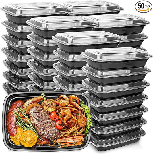 50-Pack Meal Prep Containers, Food Storage with Lids, 1000ml/34 OZ | Reusable Microwave Disposable Plastic Bento Boxes BPA Free Lunch Storage Boxes for Meal Prepping-Stackable, Dishwasher Safe. by IUM%C3%89
