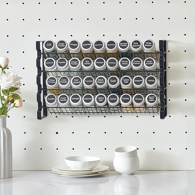 VEVOR Spice Rack Organizer for Cabinet, Spice Organizer with 36 Empty Spice Jars, Lids, Spice Labels, and Funnel Complete Set, Seasoning Organizer for Countertop, Kitchen, Pantry, Cupboard, 18x11 in - Image 8