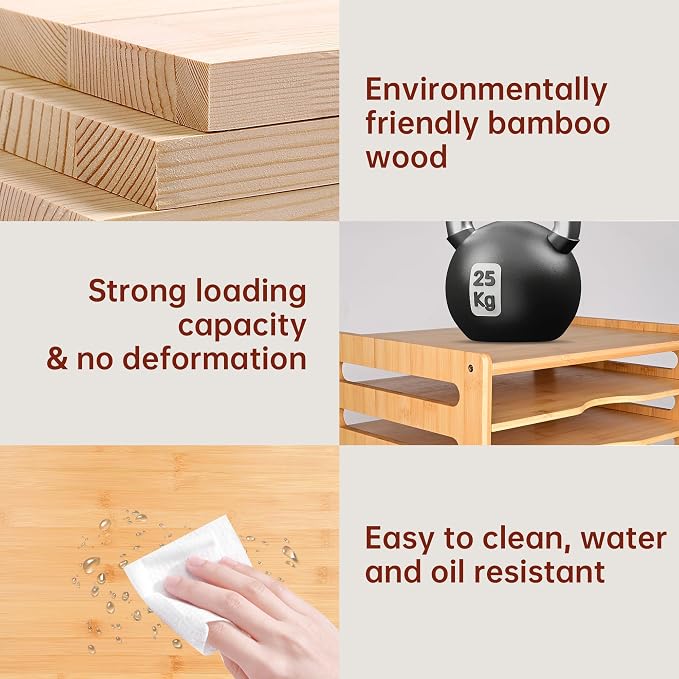 Cookie Sheet Organizer for Cabinet, 6 Tier Sheet Pan Organizer | Baking Sheet Organizers Inside Cabinet, Bamboo Kitchen Organizer for Bakeware and Cutting Board - Image 4