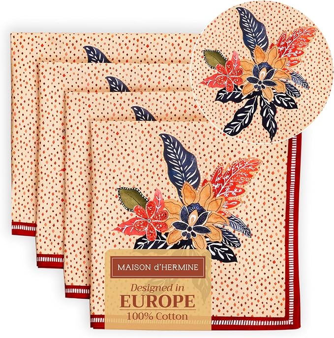 Maison d' Hermine Cloth Napkins Set of 4 Reusable 100% Cotton (20" x 20") | Everyday Square Napkins Cloth Washable Dinner Wedding Restaurant Hotel Kitchen Thanksgiving Christmas - Kalahari by MaisondHermine