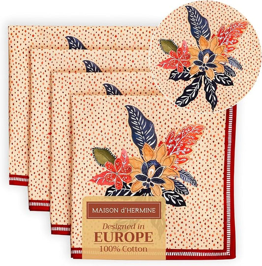Maison d' Hermine Cloth Napkins Set of 4 Reusable 100% Cotton (20" x 20") | Everyday Square Napkins Cloth Washable Dinner Wedding Restaurant Hotel Kitchen Thanksgiving Christmas - Kalahari by MaisondHermine