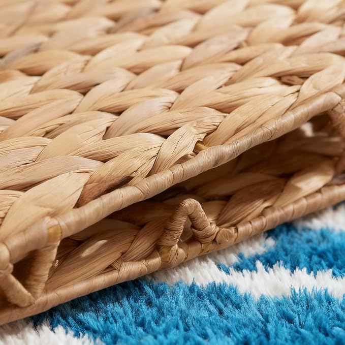 12x12in Storage Baskets,Set of 4 Water Hyacinth Baskets,Wicker Cube Baskets Laundry Organizer,Foldable Handwoven Storage Cubes,for Cube Shelf,Collapsible Laundry Baskets Pantry,Living Room,Bedroom - Image 8