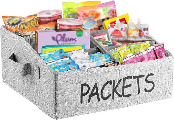 8 Compartment Fabric Snack Organizer with Handle, Portable Kitchen Pantry Storage and Spice Packet Organizer by Xbopetda