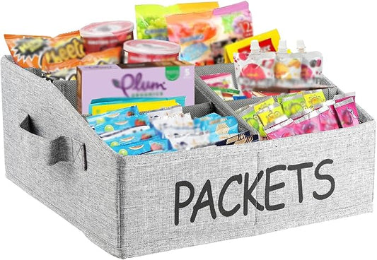 8 Compartment Fabric Snack Organizer with Handle, Portable Kitchen Pantry Storage and Spice Packet Organizer by Xbopetda