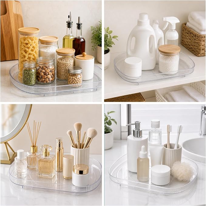 Lazy Susan Turntable for Refrigerator, Square Turntable Organizer for Fridge Cabinet, Pantry, Countertop | 16.5" x 11.1" (Rectangle 1 Pack - Clear) - Image 6