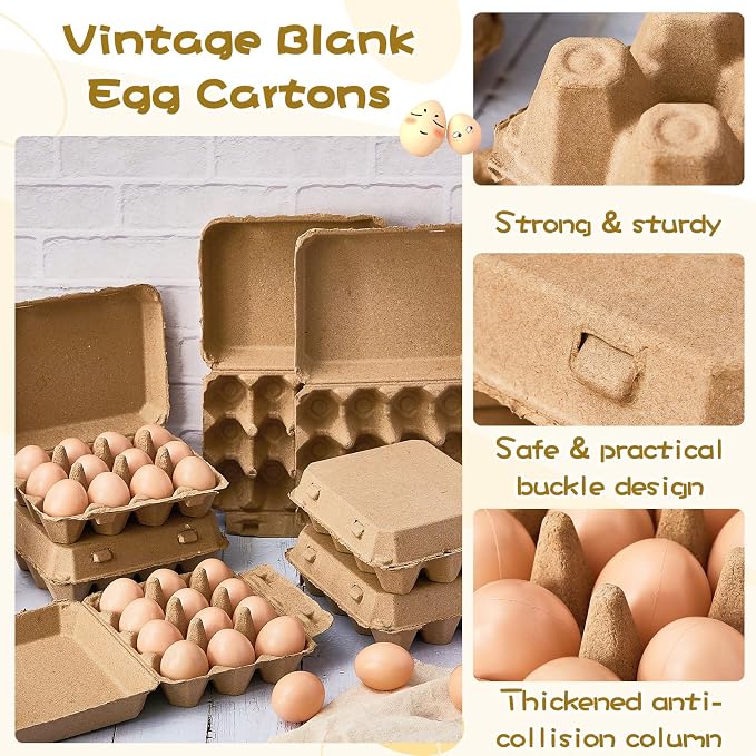 Rtteri 50 Pcs Egg Cartons Bulk 3x4 Style Egg Storage Containers Holder for Fresh Duck Quail Storage Kitchen Family Farmhouse (Natural Color) - Image 4