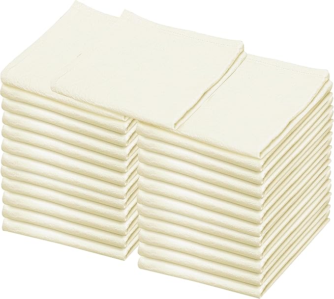 LITO LINEN AND TOWEL Flour Sack Towels – 24 Pack Cotton Kitchen Dish Towels, Tea Towels for Crafts, Embroidery, Baking, Bread Proofing – Thick, Absorbent, Quick-Dry – 28"x28" Natural by LITOLinenandTowel