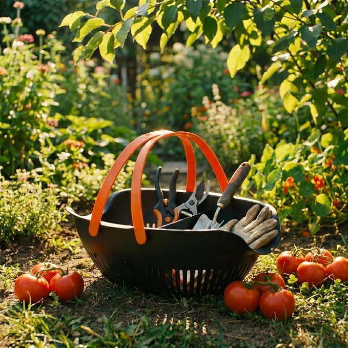 Nuogo 3 Pcs Garden Harvest Basket, Removable Partitions with Tool Caddy for Collecting, Carrying, and Cleaning Harvesting Basket Doubles as a Colander for Vegetables and Fruits Garden Accessories - Image 4