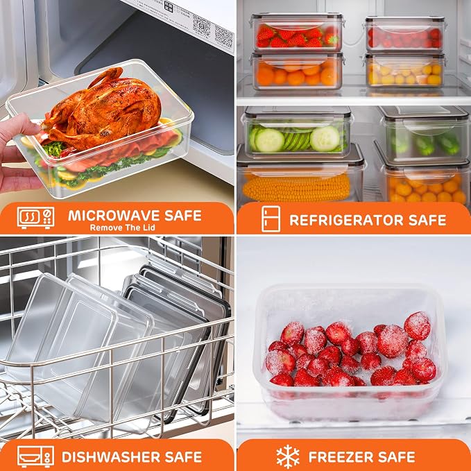 44 PCS Food Storage Container with Lid (22 Lids & 22 Containers) - Airtight Leakproof Plastic Kitchen Organization Set Reusable Microwave/Freezer/Dishwasher Safe Meal Prep Container with Label & Pen - Image 6