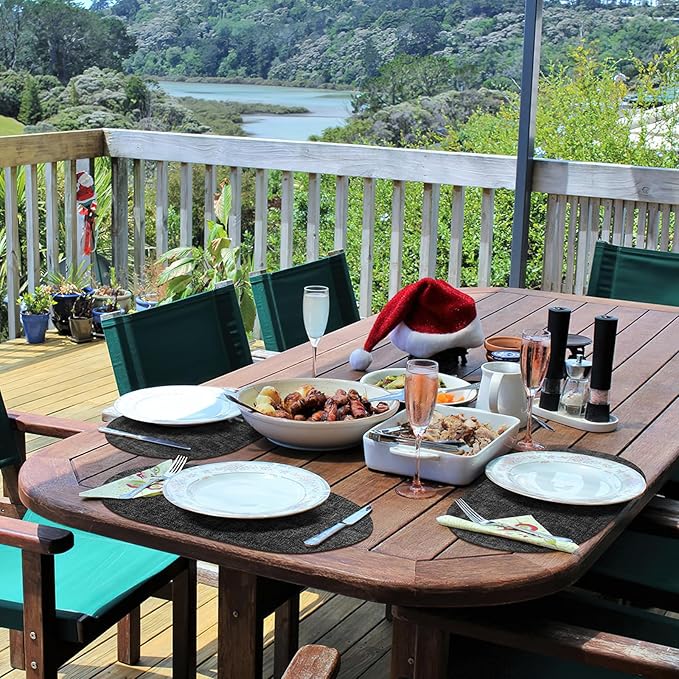 Placemats for Dining Table Set of 4 Non-Slip, Heat Resistant Oval Leather Placemat Double Layer, Waterproof Table Mats Easy to Clean for Kitchen Dining Room Coffee Office Table, Charcoal - Image 4