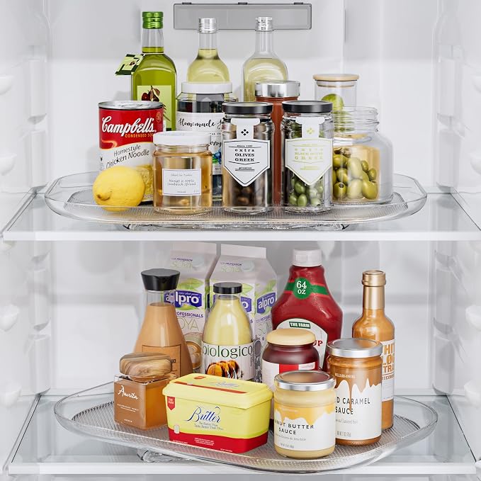 LAMU Lazy Susan Organizer 14.56''x11'' for Refrigerator Organizers and Storage Fridge Organization, Turntable Condiment Organizer for Kitchen, Table Top, Cabinet, Pantry, Countertop, 1 Pack - Image 8