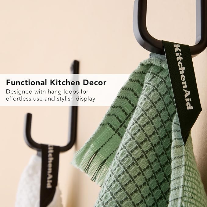 KitchenAid Gourmet Series Gridlines Kitchen Towels 3-Pack Set, 100% Cotton Absorbent, Pistachio Green, 18"x28" - Image 6