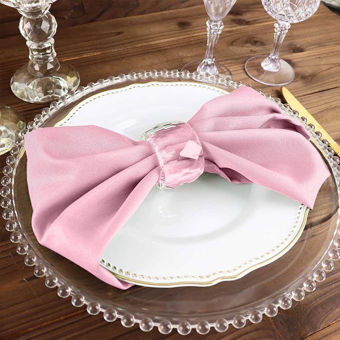 Efavormart Premium Cloth Napkins Set of 5, 17x17 Inch Pink Seamless Dinner Napkins, Washable Linen Table Napkin Cloth with Hemmed Edges for Weddings, Party and Banquet - Image 7