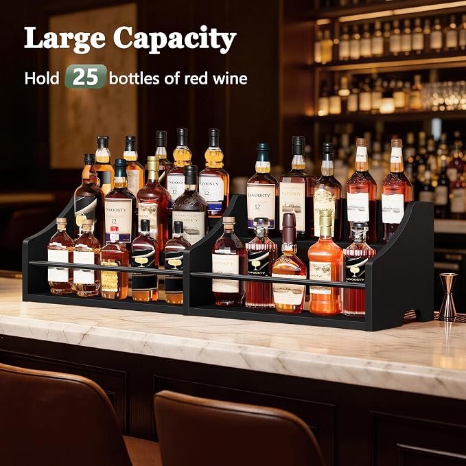 FAVOOSTY 5 Tier Countertop Liquor Bottle Display Shelf Organizer, Retro Tabletop Wine Rack Stand, Multi-Purpose Storage Holder for Whiskey, Spirits, Coffee Syrup, Mini Home Bar & Liquor Cabinet,Black - Image 5