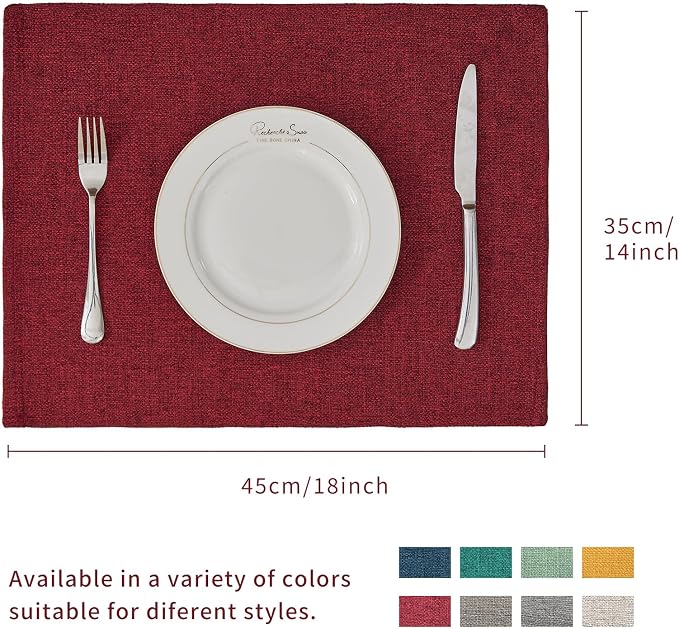 BALCONY & FALCON Rectangle Table Cloth Waterproof Ruby Red 13.8"x 17.7" 4pcs - Image 5