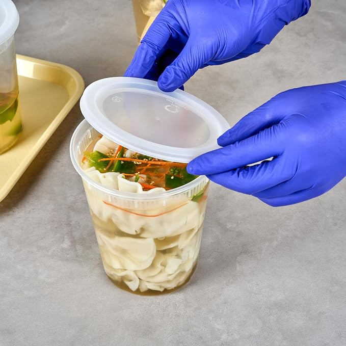Restaurantware Plastic Food Container 100 Pack of 40 oz Clear Microwave-Safe Storage Container With Lid Leakproof Round Shape Disposable Freezer-Safe - Image 5