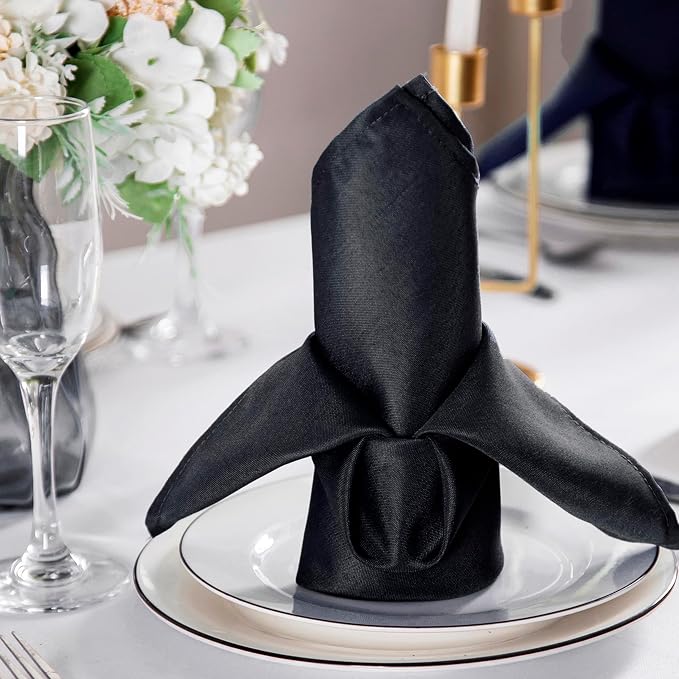 Bailarina Cloth Napkins Set of 40,17x17 inches Dinner Napkins Cloth Washable,Polyester Square Table Cloth Napkin Bulk with Hemmed Edges Ideal for Banquets, Parties and Weddings-Black - Image 3