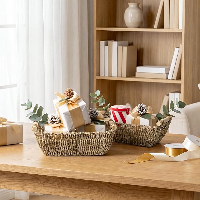 Storageworks Small Baskets For Shelf, Seagrass Woven Basket For Gifts - Image 8