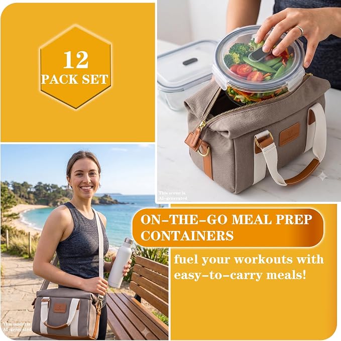 24PC Gray Glass Meal Prep Containers, Airtight Leakproof Snap Lids, Reusable Food Storage for Lunch Leftovers, Oven Microwave Freezer Dishwasher Safe - Image 7