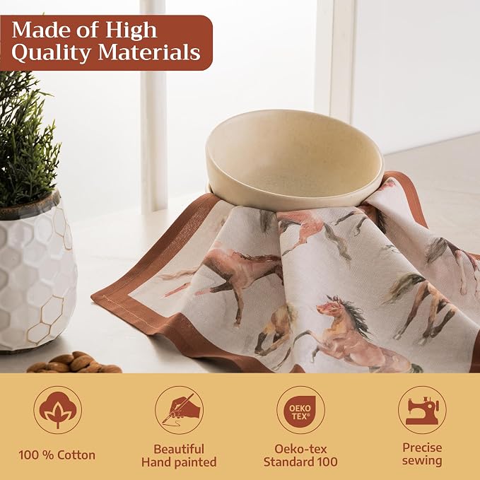 Maison d' Hermine Cloth Napkins Set of 4 Reusable 100% Cotton (18" x 18") | Everyday Square Napkins Cloth Washable Dinner Party Wedding Restaurant Hotel Kitchen Spring Summer - Free Horse - Image 3
