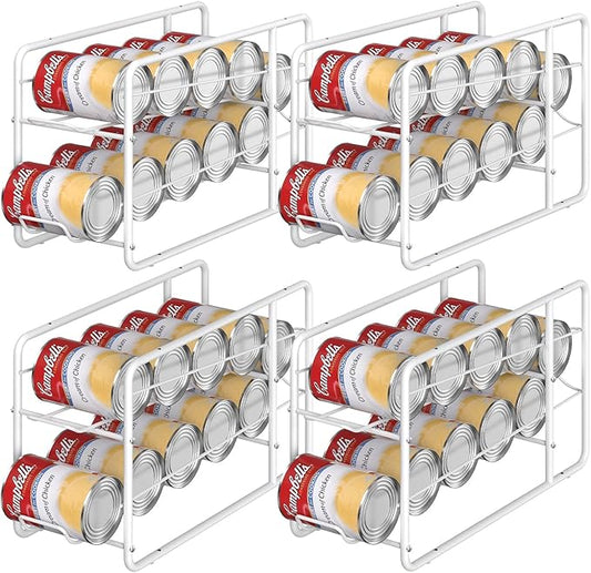 MOOACE 4 Pack Can Organizer for Pantry, Soda Can Dispenser Rack, White | Stackable Canned Food Storage, Beverage Soup Cans Holder Fridge & Kitchen Cabinet Organizers and Storage by MOOACE