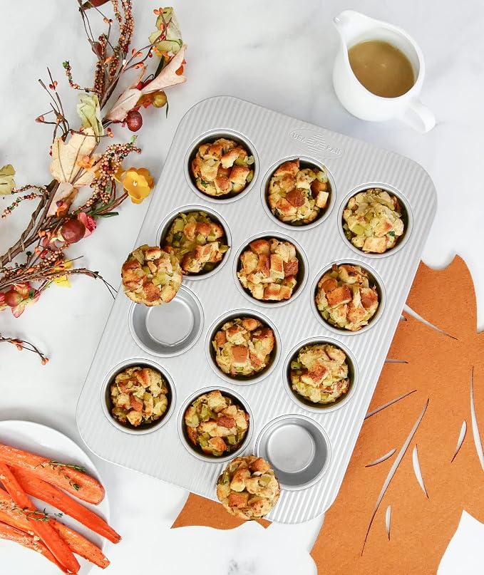 USA Pan Bakeware Muffin Pan, 12-Well, Set of 2, Aluminized Steel (Pack of 3) - Image 6